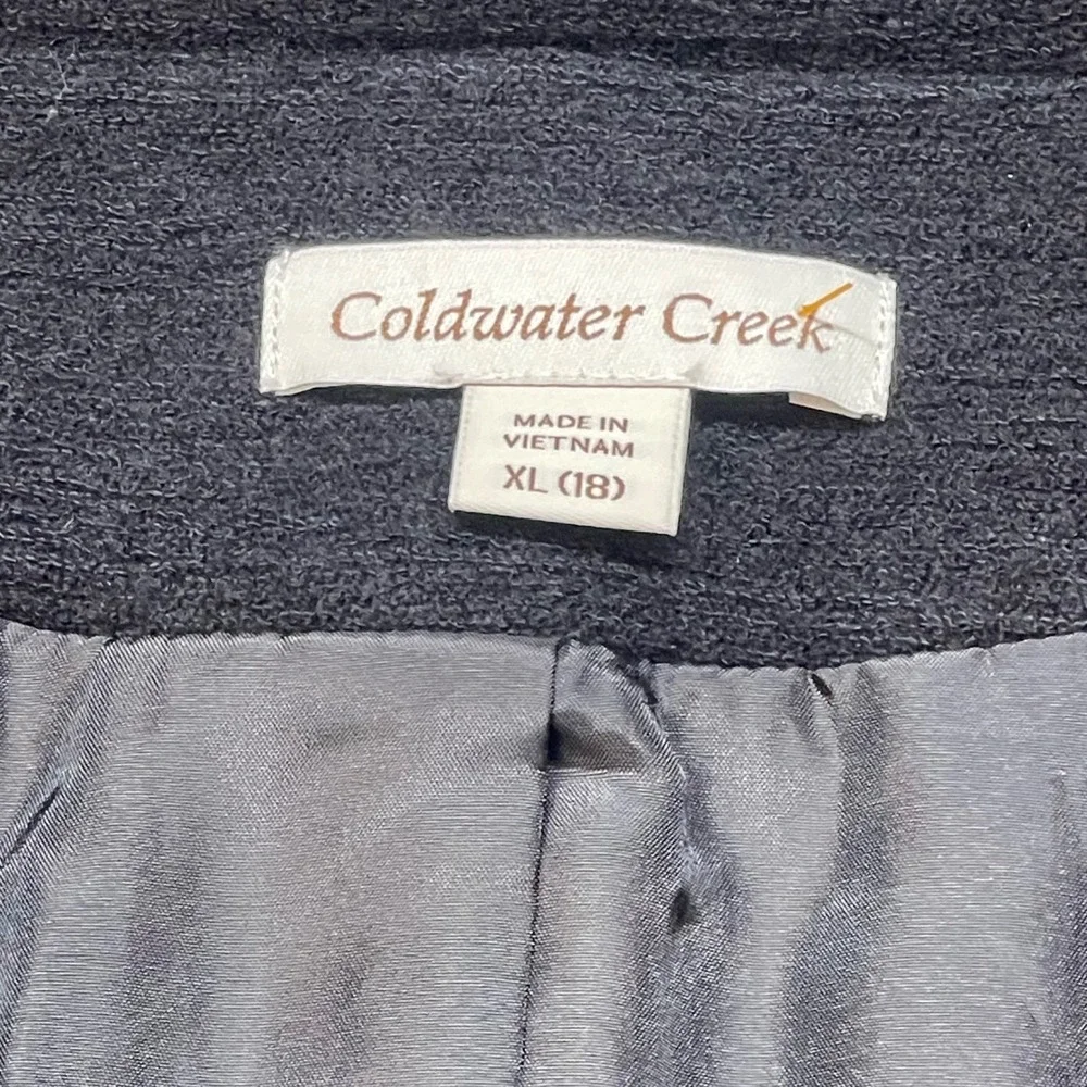 Coldwater Creek Black Textured Button Front Jacket Women XL 18 Wool Blend - Picture 3 of 7